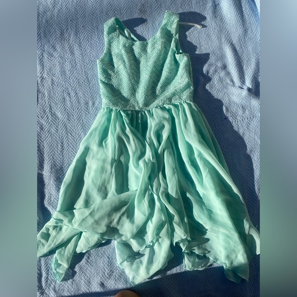 Girl’s Teal Frilly Dress - Picture 1 of 3